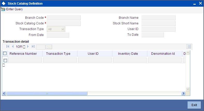 To invoke the Stock Transactions Inquiry screen, enter IVDSTKIN in the field at the top right corner of the Application Toolbar and then click the adjoining arrow button.