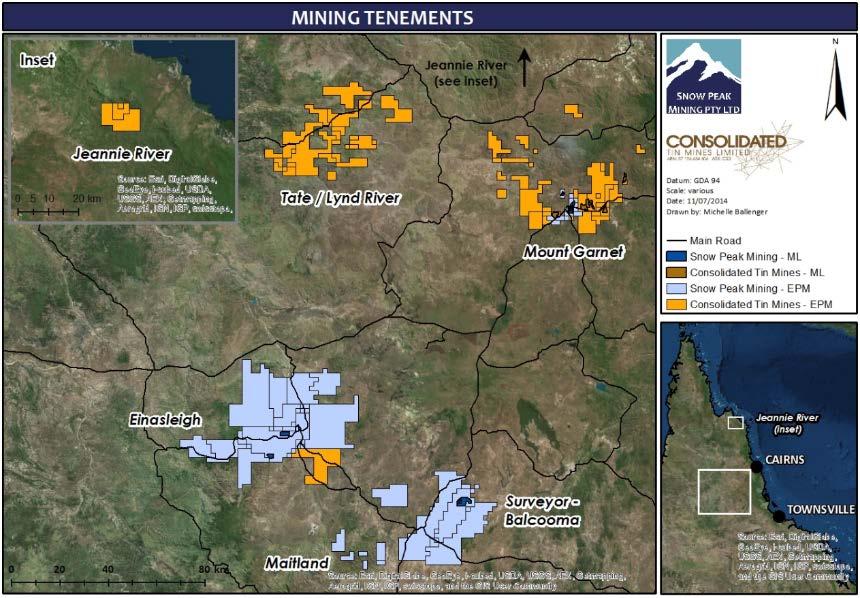 CSD/SPM Combined Tenure NOTE: Snow Peak Mining Pty
