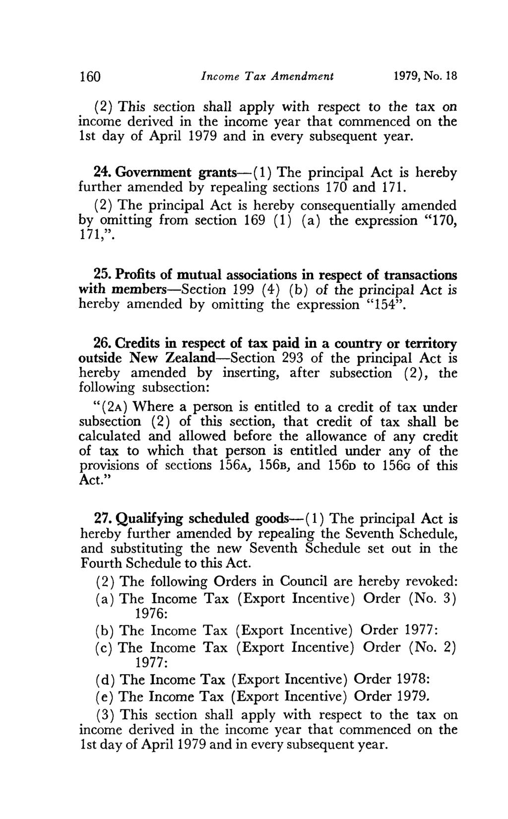 160 Income Tax Amendment 1979, No.
