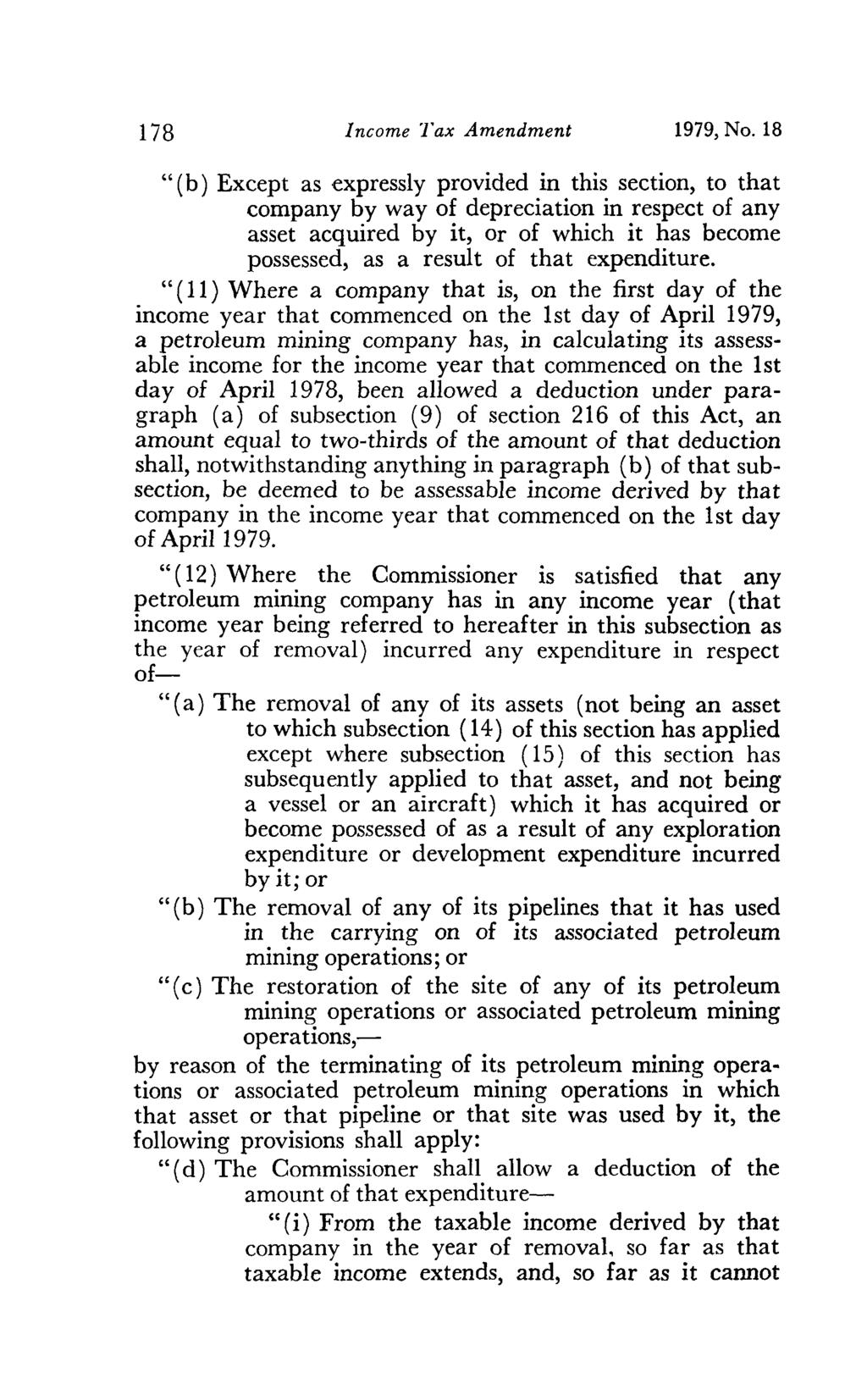 178 Income Tax Amendment 1979, No.