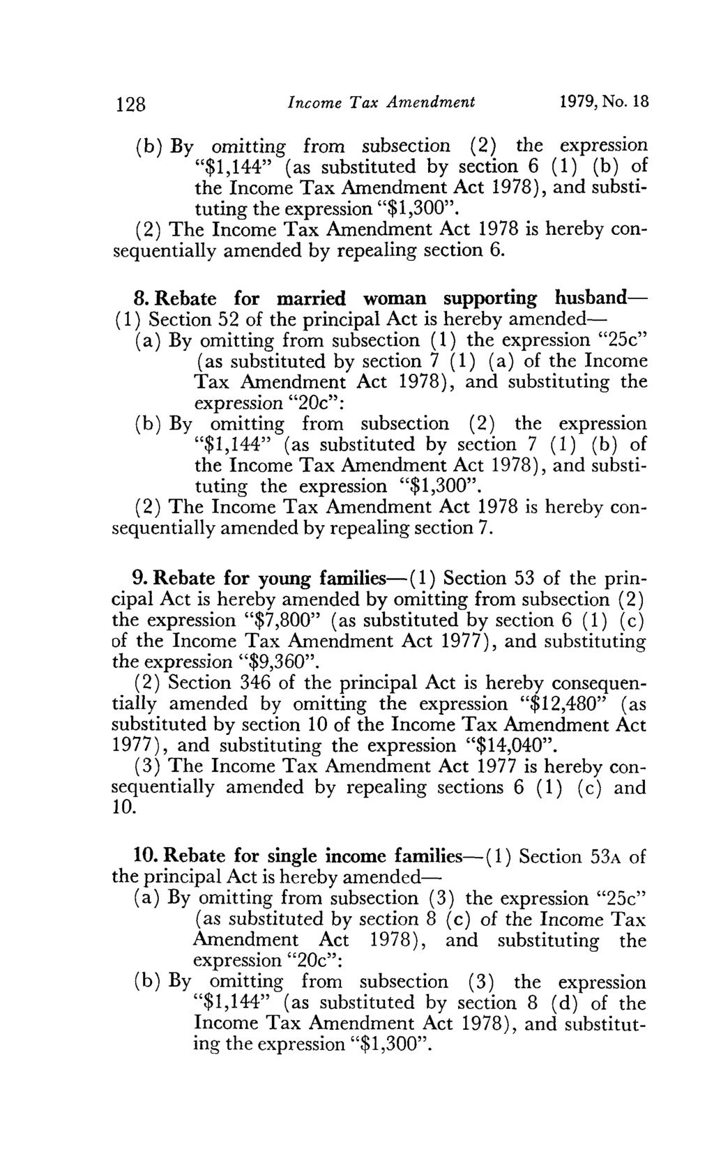128 Income Tax Amendment 1979, No.