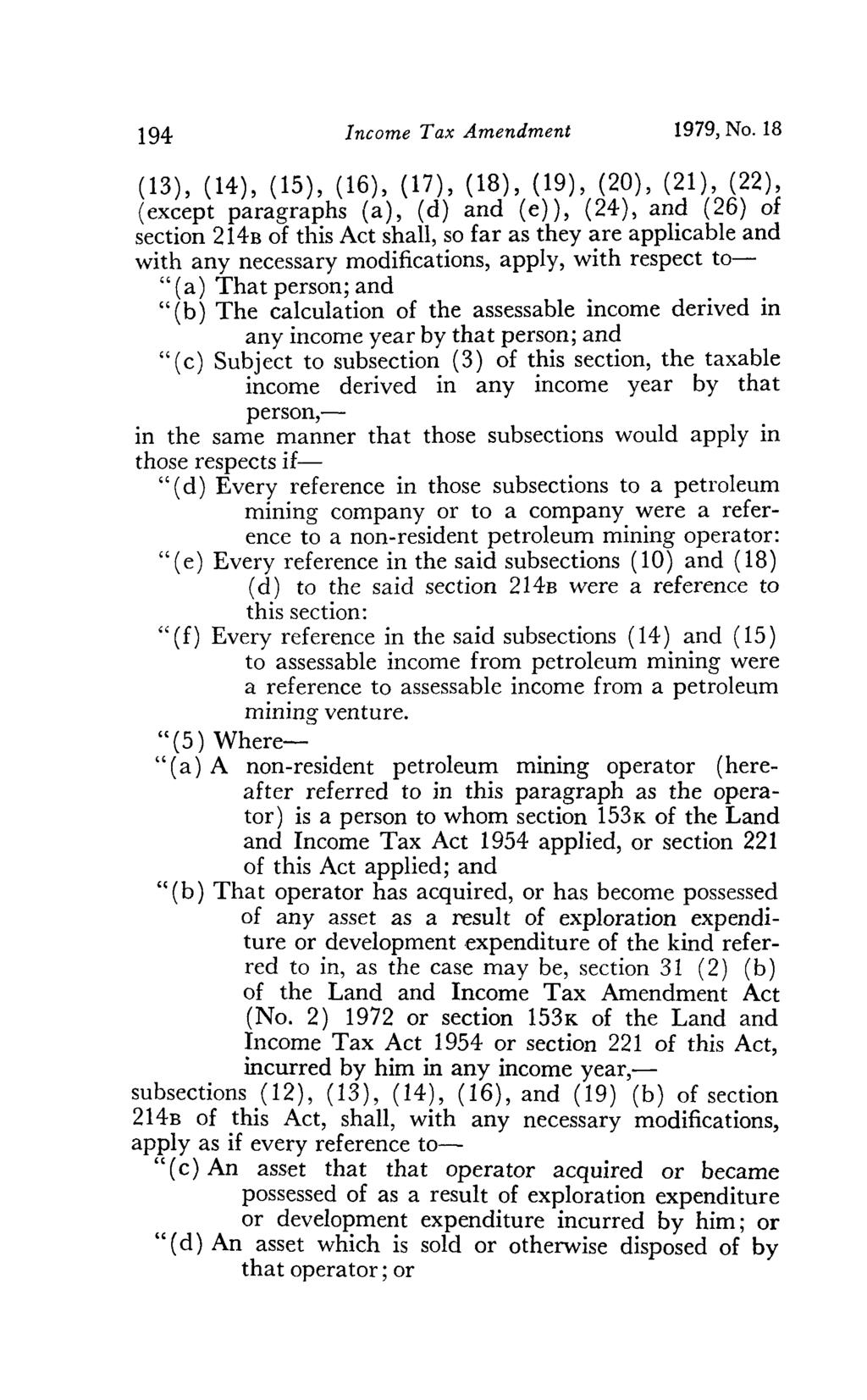 194 Income Tax Amendment 1979, No.