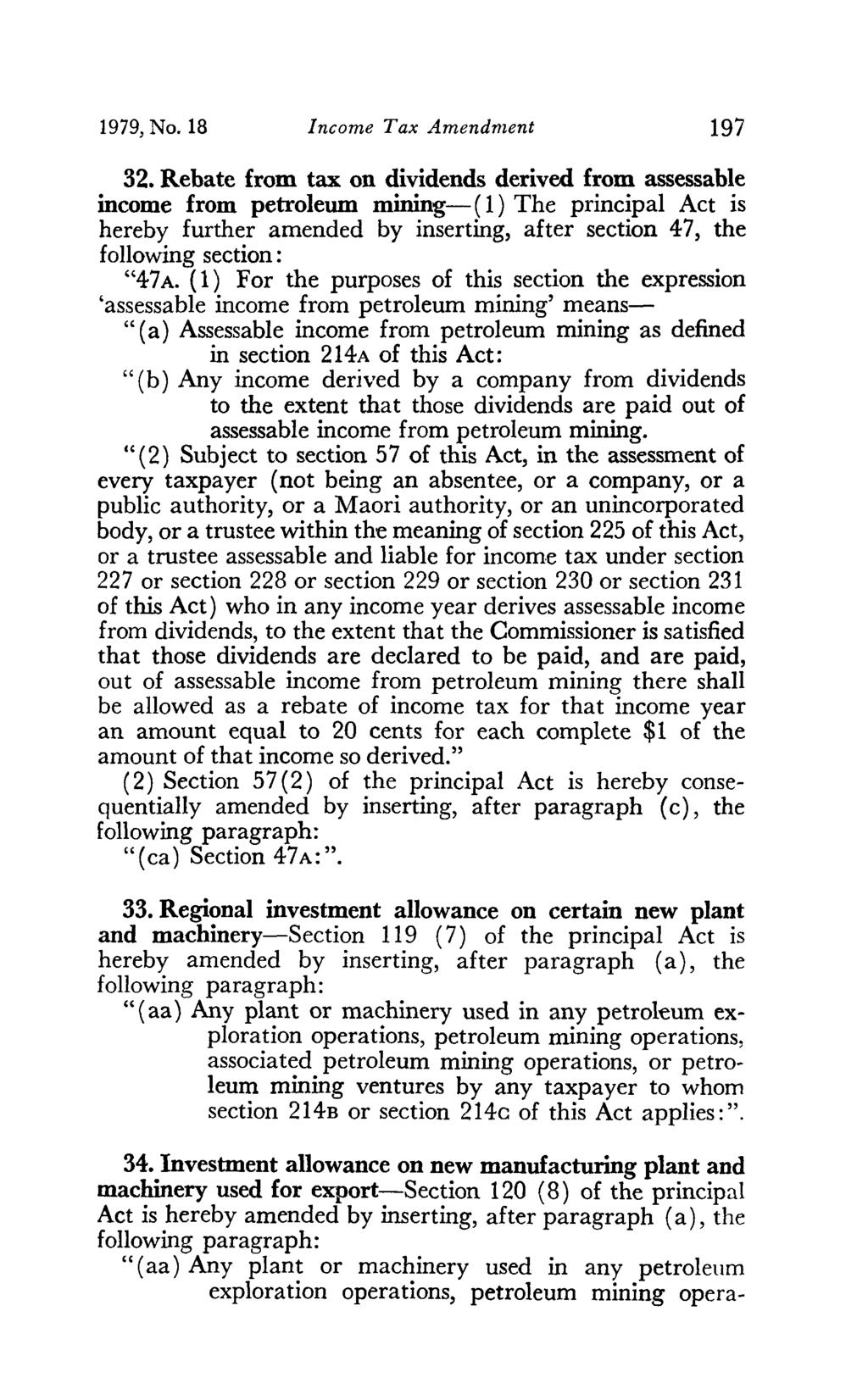 1979, No. 18 Income Tax Amendment 197 32.