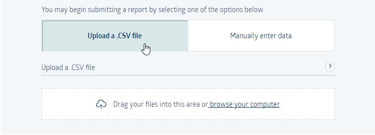 6.1. Option 1 : uploading a CSV file containing the required values. Select Upload a CSV file.