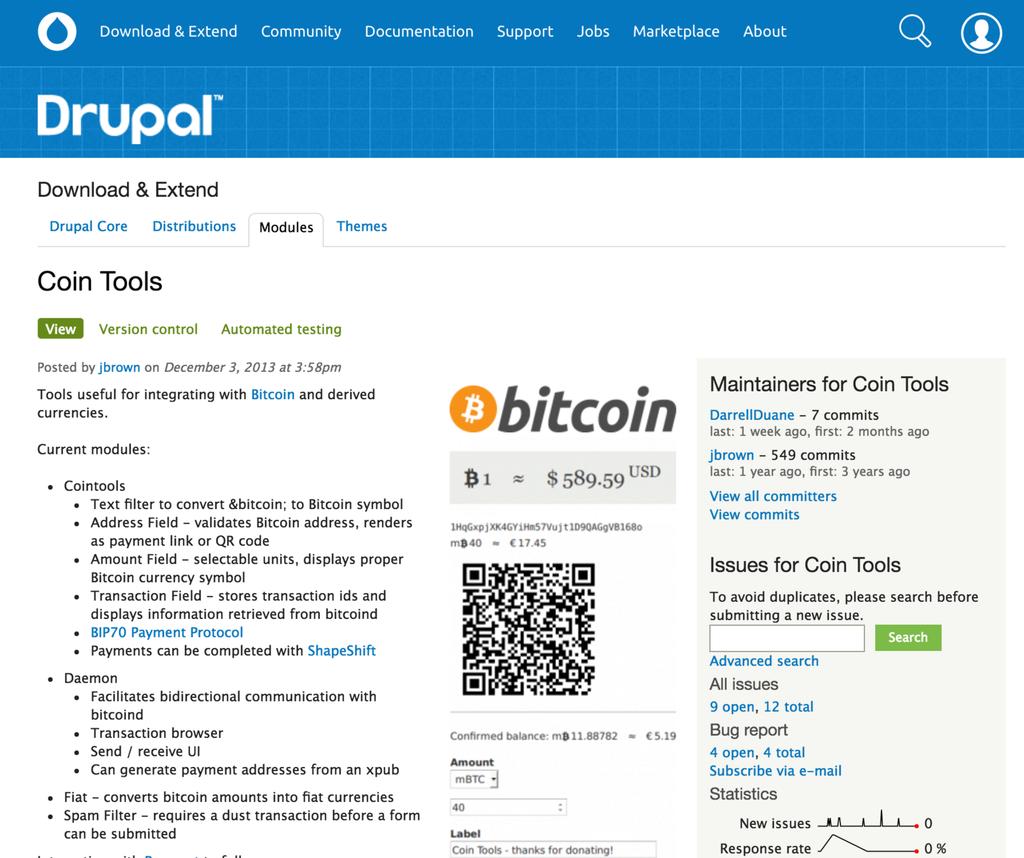Bitcoin Various Drupal modules for Bitcoin