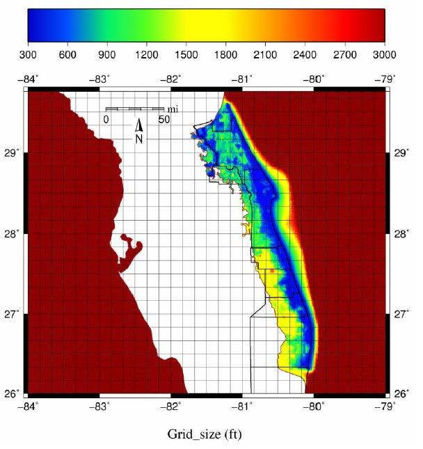 Seamless Digital Elevation Model Mesh resolution 1,406,658 Nodes Complex Terrain/ Developed Areas: