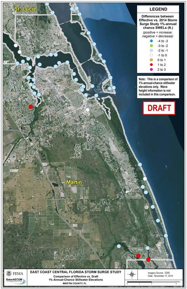 Surge Modeling Gives 1-Percent Annual- Chance SWELs, Martin County Set up mesh for hurricane/ surge model Validated hurricane/surge model