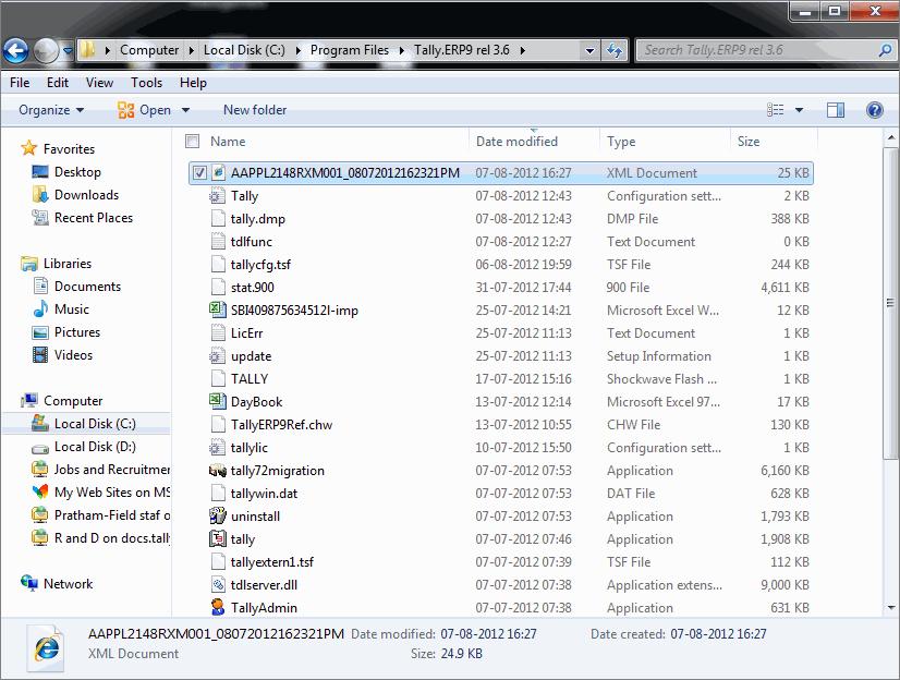21 Completed Exporting ER1 E-Return The exported file will be placed in the