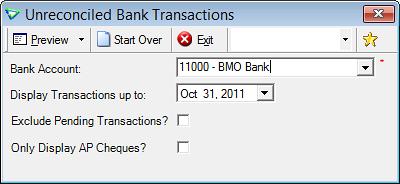 Unreconciled Bank Transactions This is a list of all items that are still flagged as outstanding (not checked as cleared on any bank