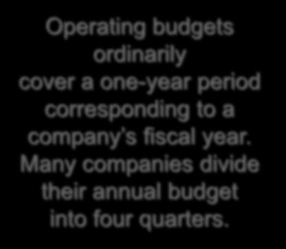 7-7 Choosing the Budget Period Operating Budget 2014 2015 2016 2017 Operating budgets