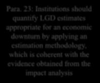 23: Institutions should quantify LGD estimates appropriate for an economic downturn by applying an estimation methodology, which is coherent