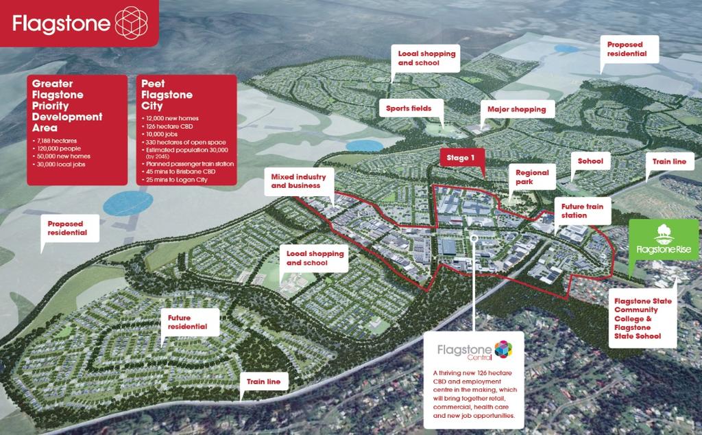 4 billion» Flagstone City will support retail, commercial, education and childcare, recreation, health, sporting and community
