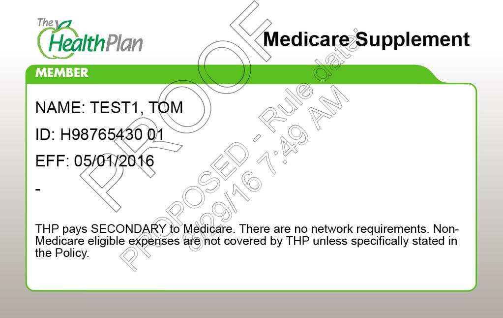 Medicare Crossover Notice Effective as of Dates-of-Service 8/29/2016 For Medicare Supplement Plans ONLY!