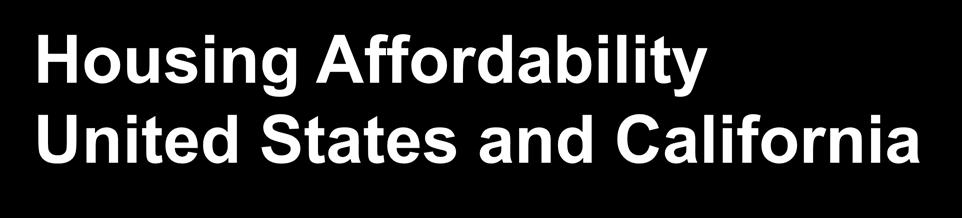 Housing Affordability United States and California 70% % Able to Afford Median-Priced Home 60% 50% United States 40% 30% California 20% 10% 90 9192 93