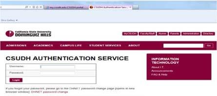 Access your default browser window via the CSUDH Portal for the CFS Data Warehouse