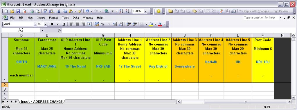 Please complete the Line No for each member on the spreadsheet. E.g.