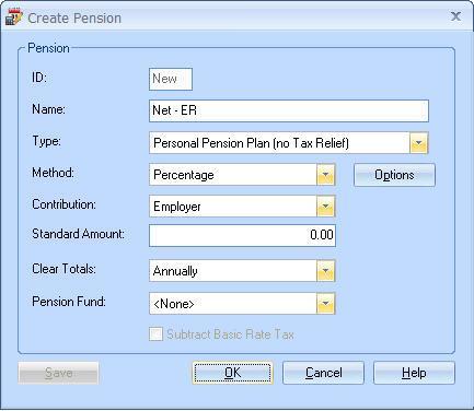 11. Click the Options button and then tick all the pay elements you want the pension deduction to be calculated on 12. Click OK on the Percentage Options screen 13.