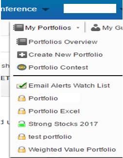 Figure 3 The drop-down menu shown in Figure 3 contains the following items: Portfolios Overview: Click on this item to access the Portfolios Overview Screen.