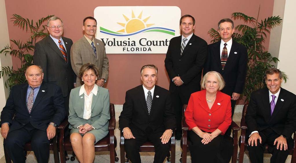 Volusia County Council, attorney and manager: back row, left to right, Dan Eckert, county attorney; Andy Kelly, district 1; Josh Wagner, district 2; Jim Dinneen, manager.