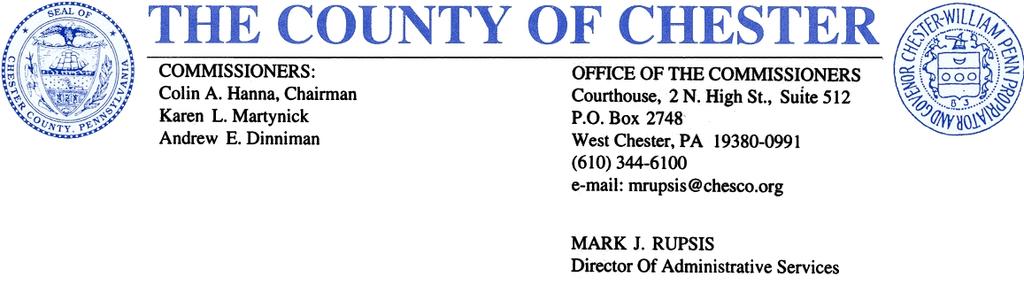 June 8, 2001 Honorable Chairman and Members of The Chester County Board of Commissioners It is my privilege to submit to you the Comprehensive Annual Financial Report of the County of Chester,