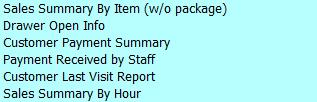 Select Staff from & Staff To for the report view (10) Select Stock from & Stock To for the report view (11) Select Category from &