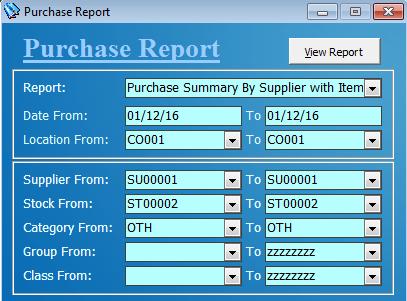 Chapter 9 Report (B) Purchase Report - Check purchase report details.