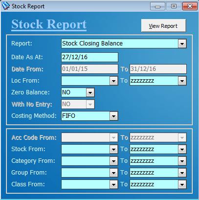 Chapter 9 Report (C) Stock Report - Check stock report details.