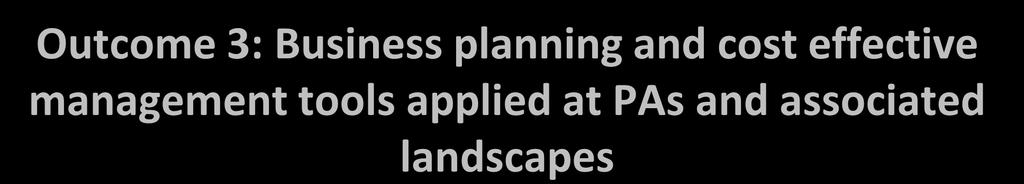 Outcome 3: Business planning and cost effective management tools applied at PAs and associated landscapes Output 3.