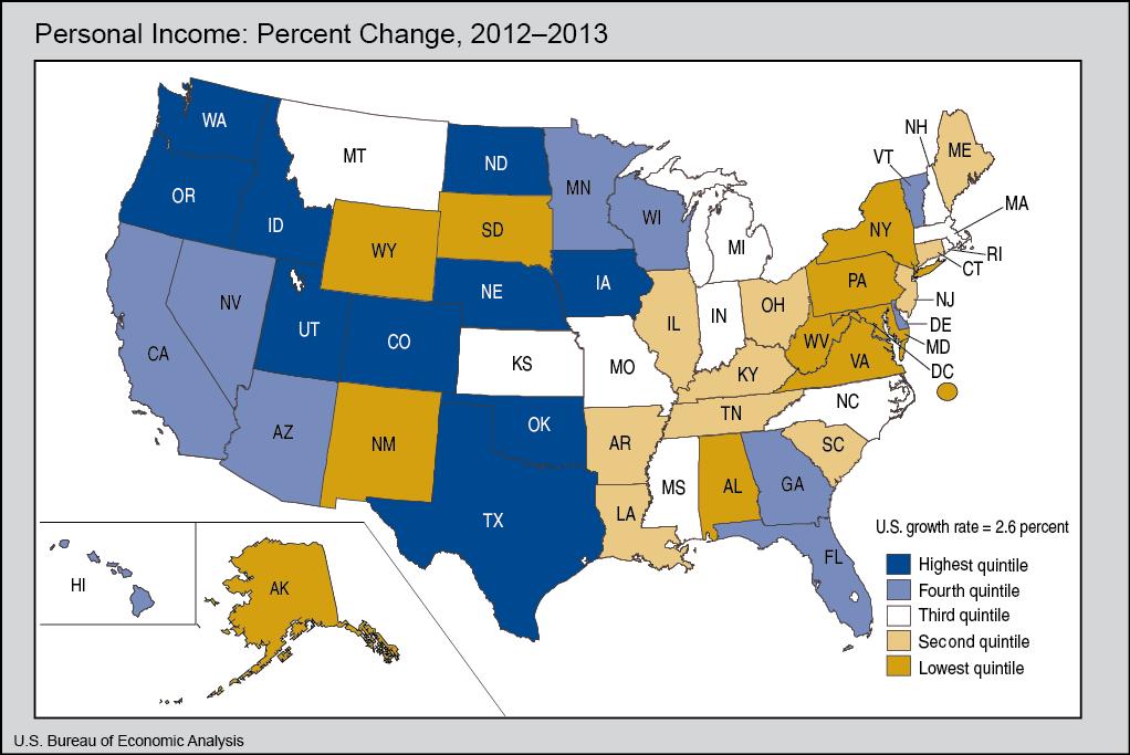 Florida Personal Income Growth Passes US in 2013 In the revised data, Florida finished the 2012 calendar year with 4.
