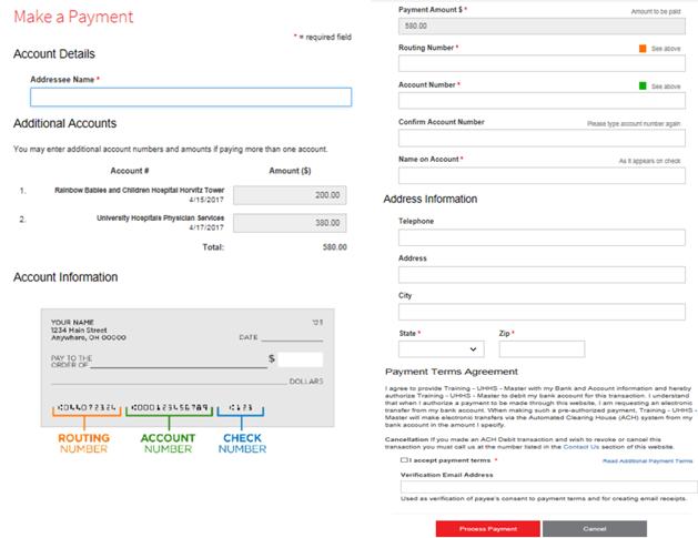 2. Enter your payment information in the following required fields.