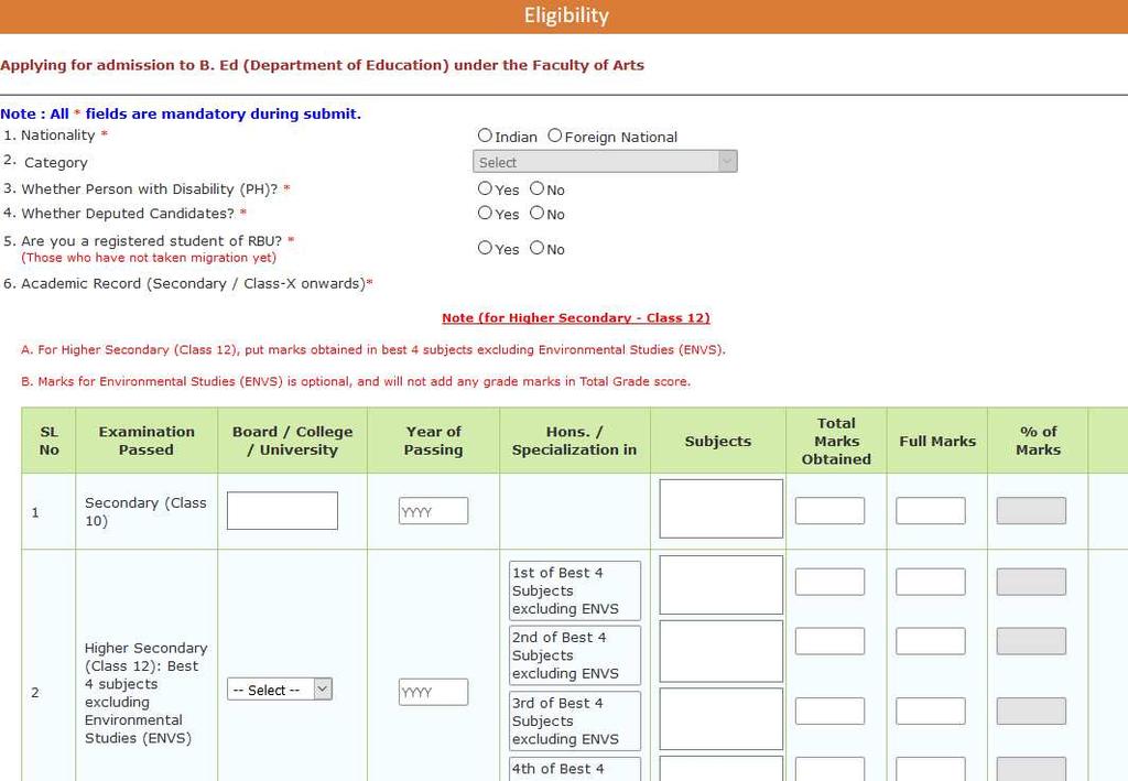 After fill-up the Eligibility form