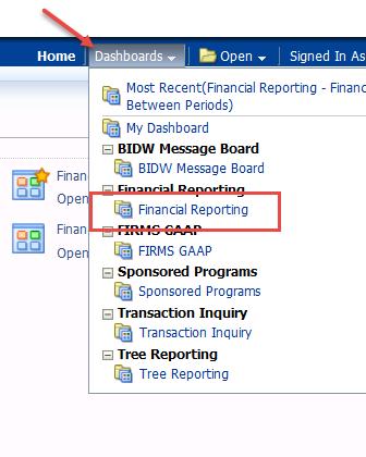 Step 2: Dashboard Set-Up FDW has dashboards that contain a collection of reports.