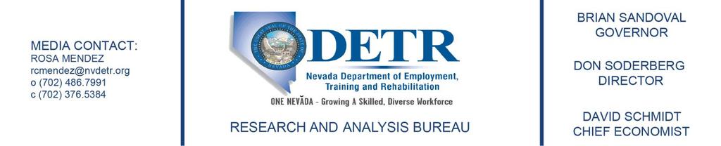 APRIL SUB-STATE PRESS RELEASE For Immediate Release May 22, 2018 Slight Employment Increase Persists in Nevada Metro Areas as State s Industry Growth Continues CARSON CITY, NV According to the