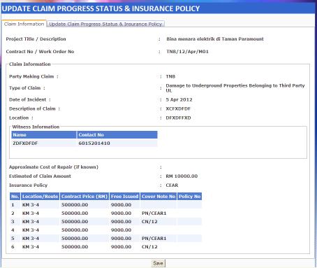 To view claim details, click at the tab of Claim