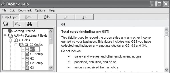 Therefore, MYOB BASlink does not allow you to enter decimal or negative values in any fields.) 4. Continue setting up each field in the GST worksheet tab in the same way.