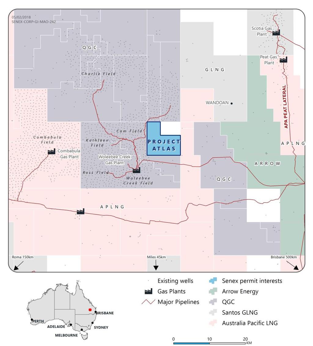 Delivering Project Atlas Senex prioritising accelerated development of top tier asset 6 Coal seam gas acreage awarded in September 2017 by the Queensland Government for Australian domestic gas supply