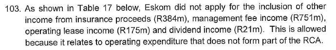 Operating costs Eskom Holdings RCA Submission FY 2016/17 Page: 84 Source: Paragraph 103, NERSA 2013/14 RCA decision 20.