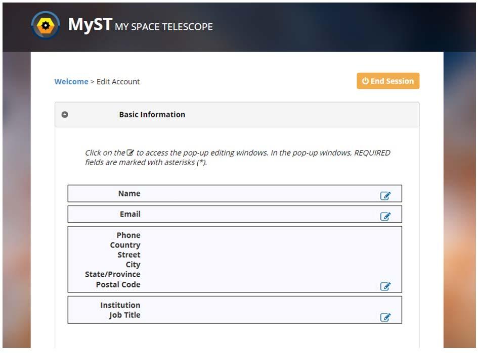 C. Update Your Profile This function directs the user to the MyST Single Sign-on Portal to manage contact information.