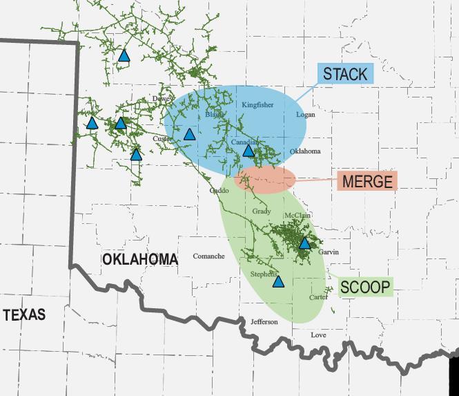 S TA C K A N D S C O O P P L AY S WELL-POSITIONED GATHERING AND PROCESSING ASSETS Natural Gas Gathering and Processing More than 300,000 acres dedicated in the STACK and SCOOP Producer results
