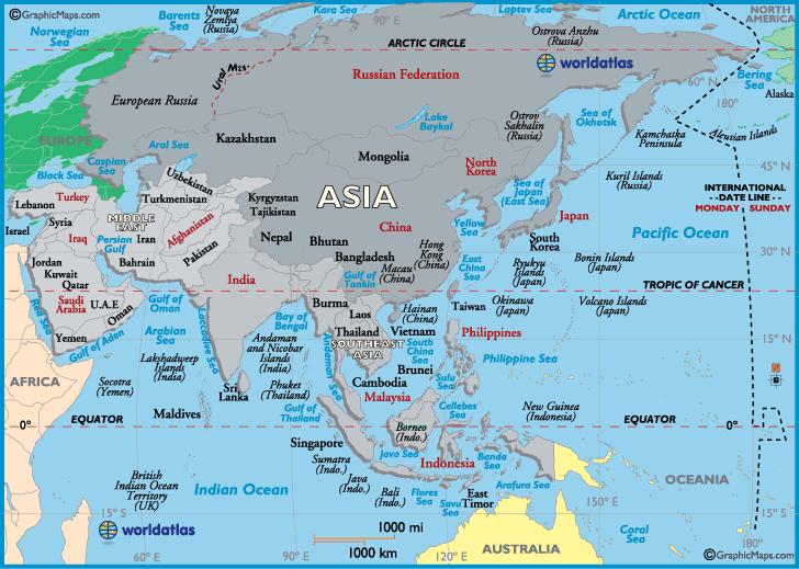 Asia: Some Key Facts Largest and most populous continent, located in both the northern and eastern hemispheres Size: 44.