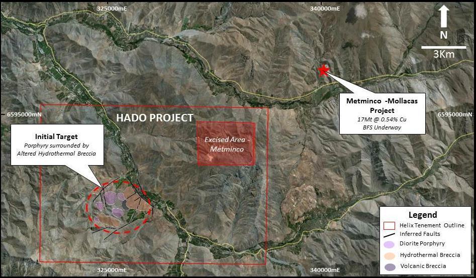 Hado Project 100% HLX First-pass field activities have confirmed second significant porphyry project for Helix with large alteration system and geology similar to Joshua Setting Mapping and