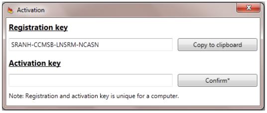 NOTE: The Activation key is generated by means of the Registration key provided by this application and both of the keys are unique to this computer only.