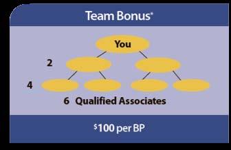 Team Bonus $100/BP The Team Bonus is designed to reward you for taking the first steps necessary to build and train an active,