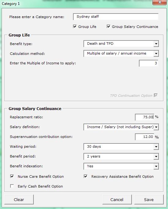 Step 30: Once the Group Life and/or Group Salary Continuance information has been entered, click on the Save button.