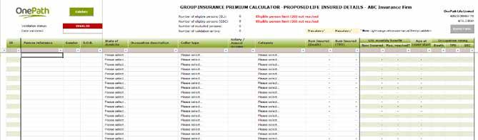 How to complete the Proposed Life Insured Details worksheet The following worksheet is where all the proposed life insured details are entered.