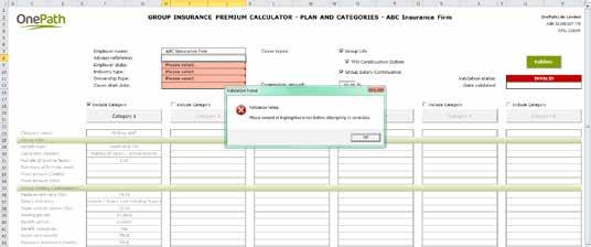 Plan and Categories worksheet how to correct validation errors Plan errors If any of the highlighted fields below are left blank, the following error
