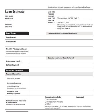 Loan Estimate Record Retention All documents must be retained for three years.