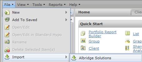 How do I create a new client record by retrieving client data from Al- When you import client holdings from Albridge Solutions, you will have the option of looking up those holdings by either