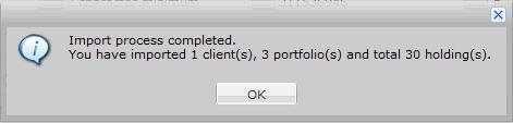 Click Import to bring the holdings into Advisor Workstation 6.