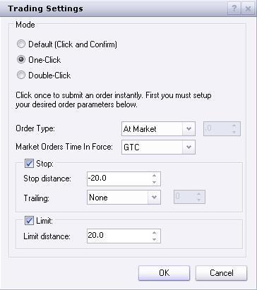 One/Double-Click Execution The Trading Station defaults to a two-step execution mode which minimizes the possibility of accidentally opening an unwanted trade.
